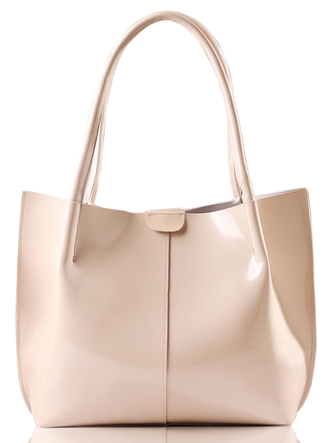 Carrylux Casual Patent Synthetic Leather Tote Bag, Handbag for Ladies