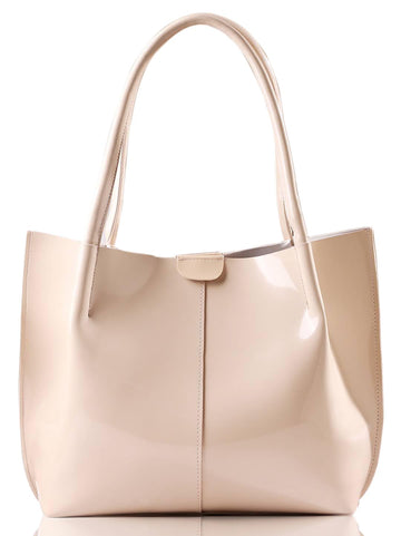 Carrylux Casual Patent Synthetic Leather Tote Bag, Handbag for Ladies