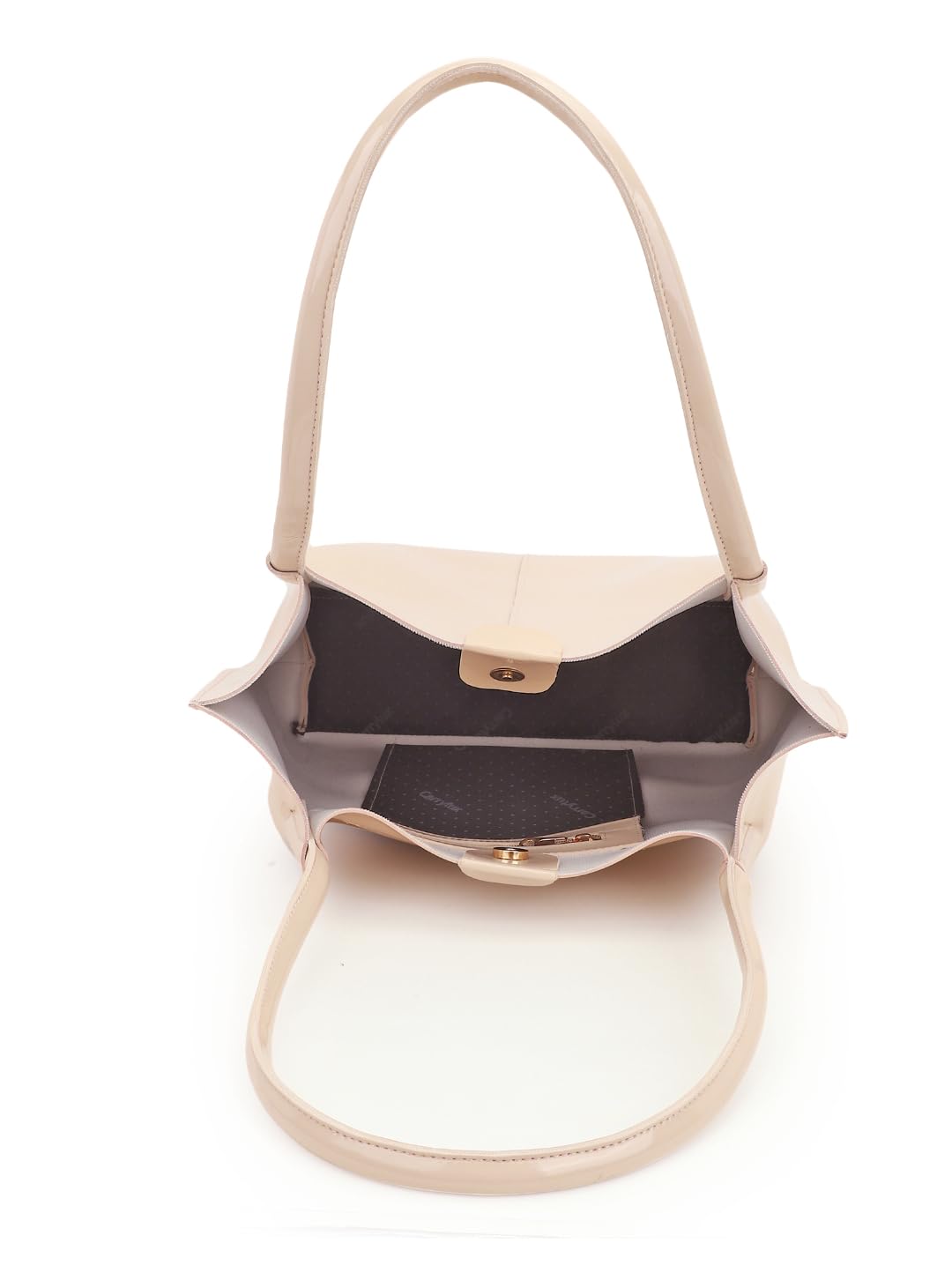 Carrylux Casual Patent Synthetic Leather Tote Bag, Handbag for Ladies