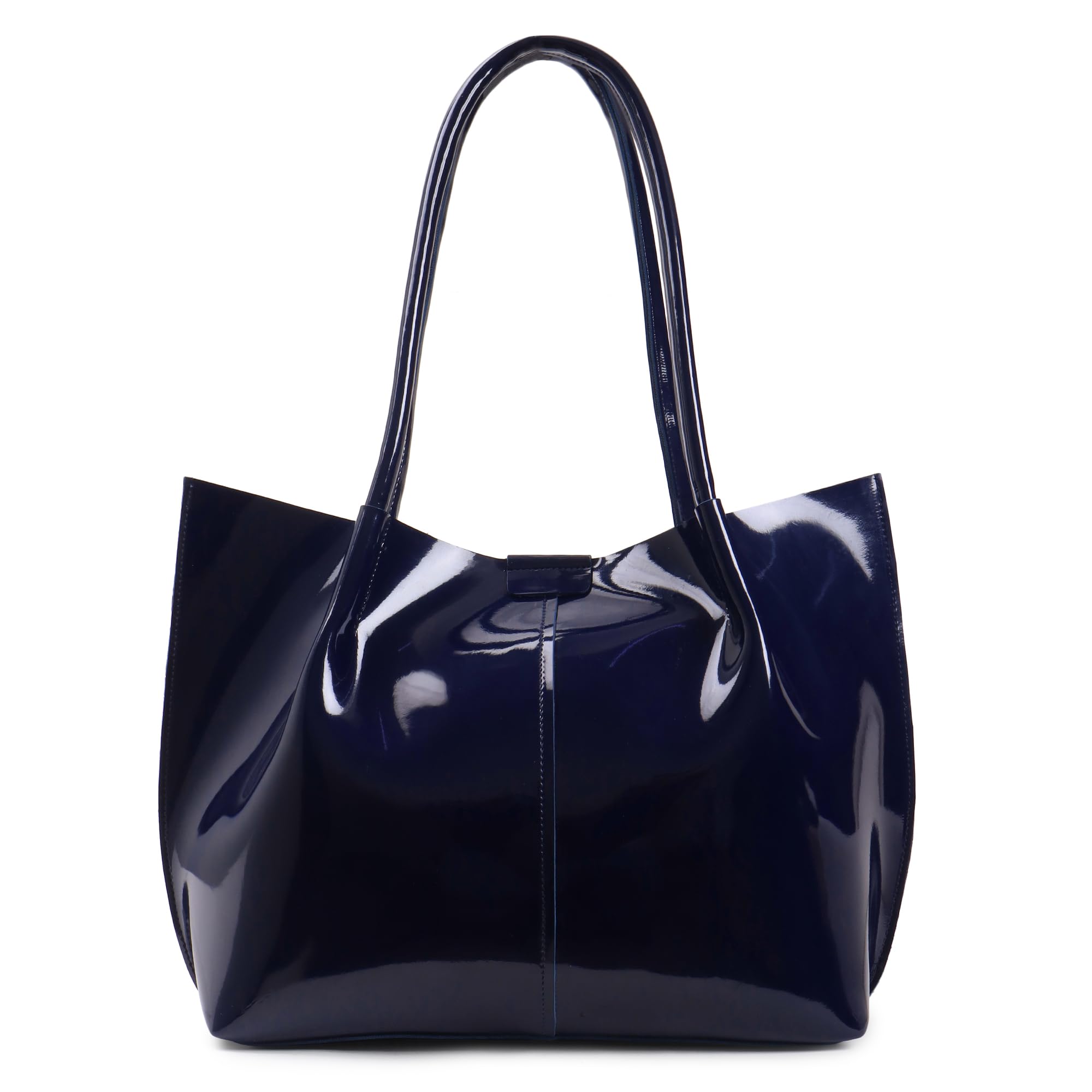 Carrylux Casual Patent Synthetic Leather Tote Bag, Handbag for Ladies