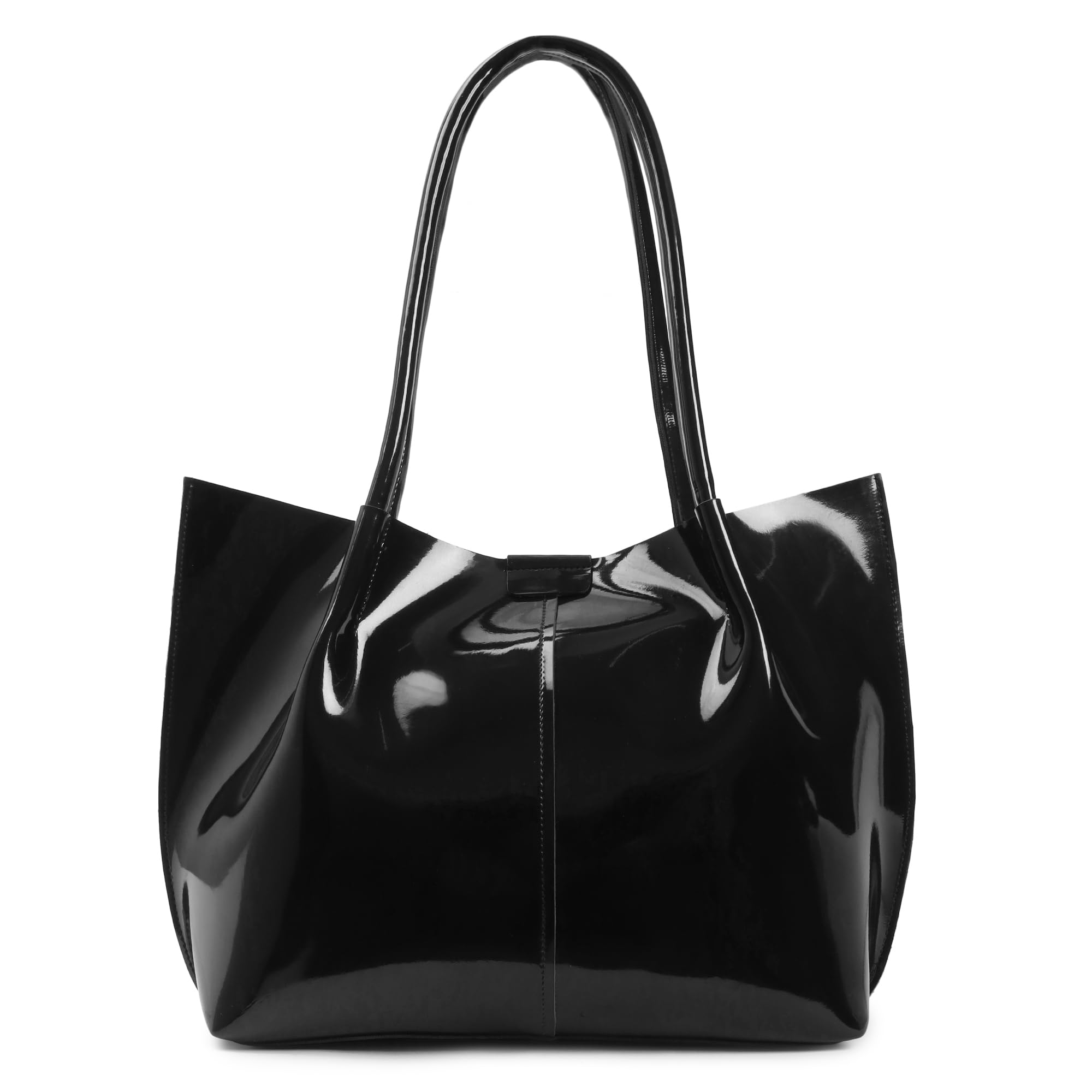 Carrylux Casual Patent Synthetic Leather Tote Bag, Handbag for Ladies