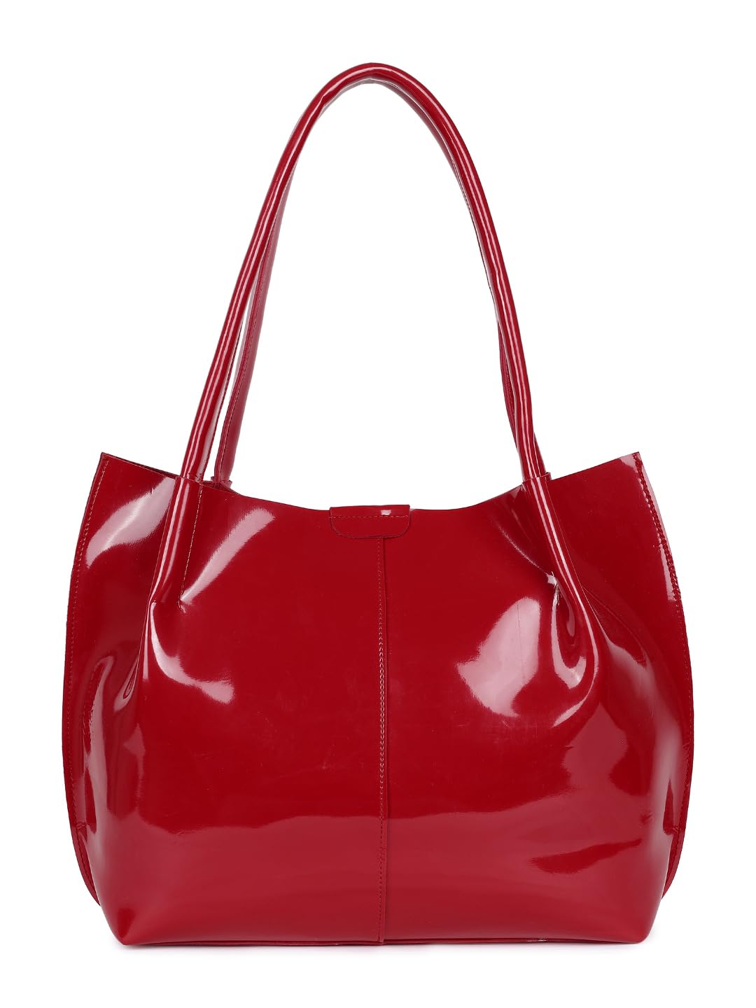 Carrylux Casual Patent Synthetic Leather Tote Bag, Handbag for Ladies