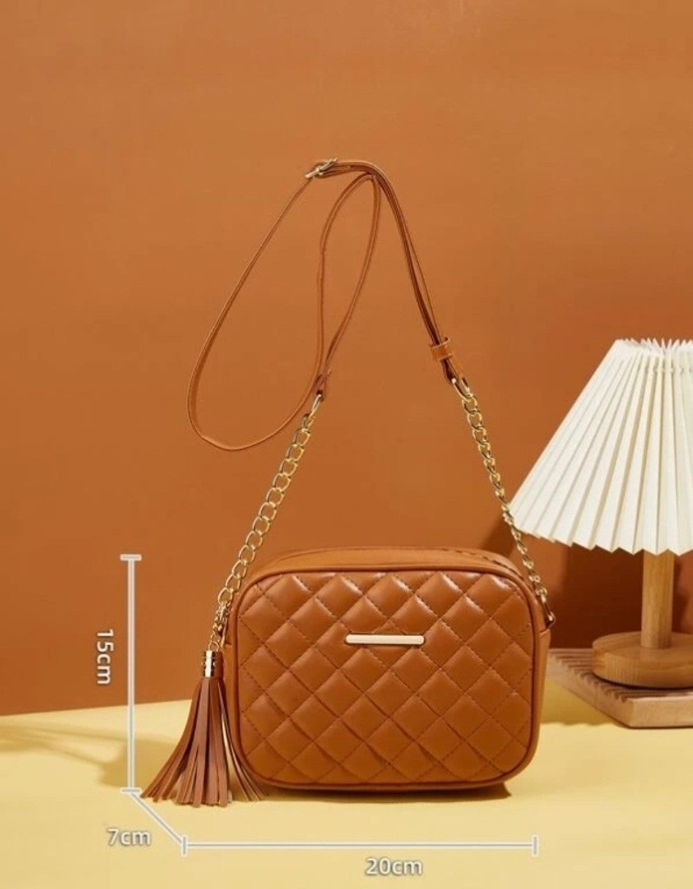 Women Quilted Crossbody Sling Bag | Trendy PU Leather Shoulder Bag with Tassel & Chain Strap – Black | Cream | Compact Everyday Bag for Women & Girls