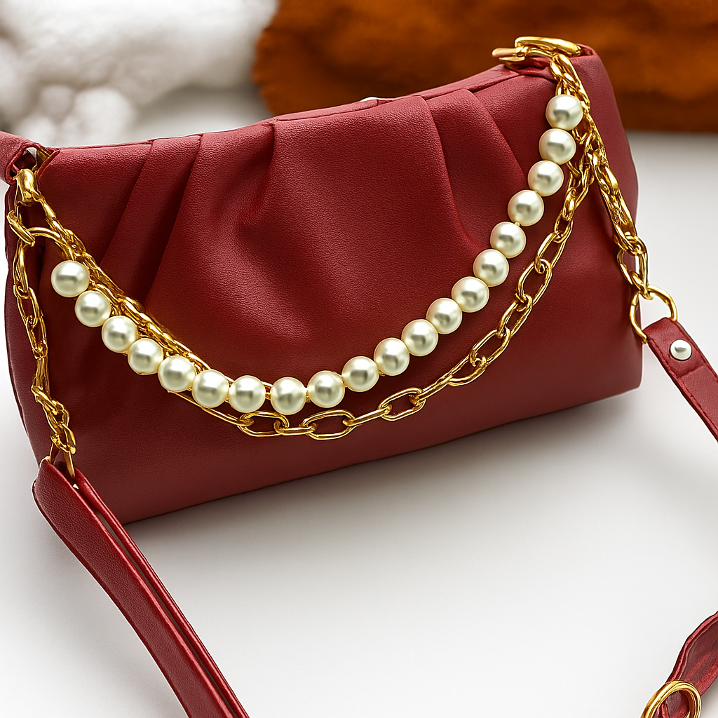 Women Quilted Crossbody Sling Bag | Trendy PU Leather Shoulder Bag with Tassel & Chain Strap – Black | Cream | Compact Everyday Bag for Women & Girls