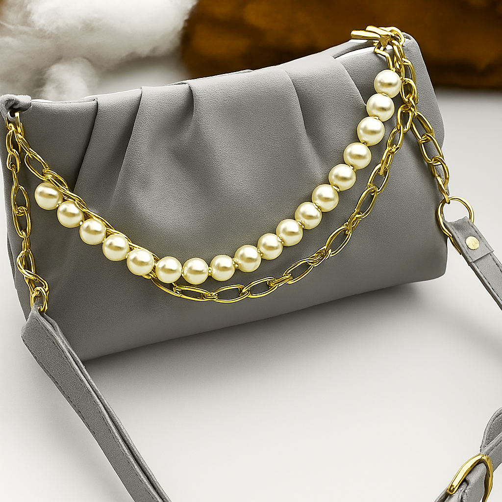 Women Quilted Crossbody Sling Bag | Trendy PU Leather Shoulder Bag with Tassel & Chain Strap – Black | Cream | Compact Everyday Bag for Women & Girls