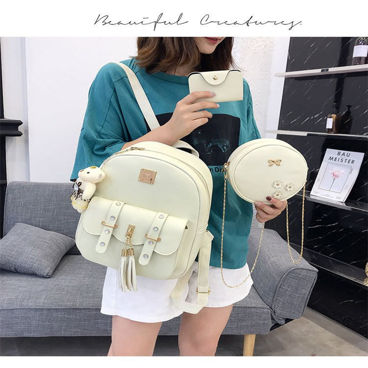 Backpack For College | Stylish Tassel Casual School Bag For Girls Combo of 3